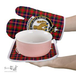 Scottish MacPherson Modern Clan Crest Tartan Oven Mitt And Pot Holder Set (2 Oven Mitts + 1 Pot Holder)