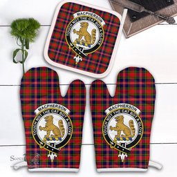 Scottish MacPherson Modern Clan Crest Tartan Oven Mitt And Pot Holder Set (2 Oven Mitts + 1 Pot Holder)