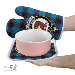 Scottish Wedderburn Clan Crest Tartan Oven Mitt And Pot Holder Set (2 Oven Mitts + 1 Pot Holder)