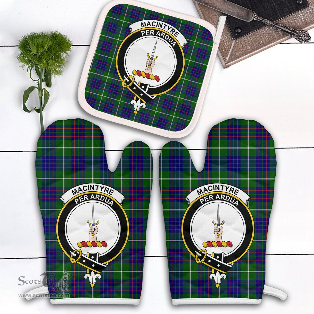 Scottish MacIntyre Hunting Modern Clan Crest Tartan Oven Mitt And Pot Holder Set (2 Oven Mitts + 1 Pot Holder)