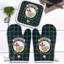 Scottish MacDonald Of The Isles Hunting Modern Clan Crest Tartan Oven Mitt And Pot Holder Set (2 Oven Mitts + 1 Pot Holder)