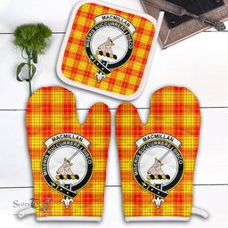 Scottish MacMillan Clan Crest Tartan Oven Mitt And Pot Holder Set (2 Oven Mitts + 1 Pot Holder)