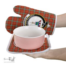 Scottish Morrison Red Ancient Clan Crest Tartan Oven Mitt And Pot Holder Set (2 Oven Mitts + 1 Pot Holder)