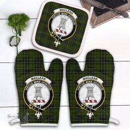 Scottish MacLean Hunting Clan Crest Tartan Oven Mitt And Pot Holder Set (2 Oven Mitts + 1 Pot Holder)