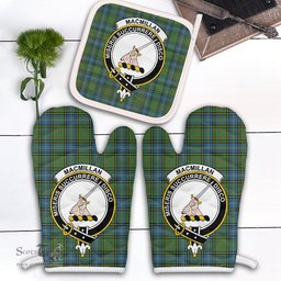 Scottish MacMillan Hunting Ancient Clan Crest Tartan Oven Mitt And Pot Holder Set (2 Oven Mitts + 1 Pot Holder)