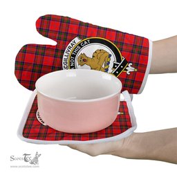 Scottish MacGillivray Modern Clan Crest Tartan Oven Mitt And Pot Holder Set (2 Oven Mitts + 1 Pot Holder)