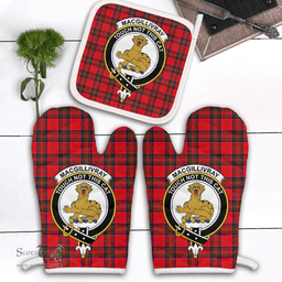 Scottish MacGillivray Modern Clan Crest Tartan Oven Mitt And Pot Holder Set (2 Oven Mitts + 1 Pot Holder)
