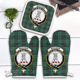 Scottish MacLean Hunting Ancient Clan Crest Tartan Oven Mitt And Pot Holder Set (2 Oven Mitts + 1 Pot Holder)