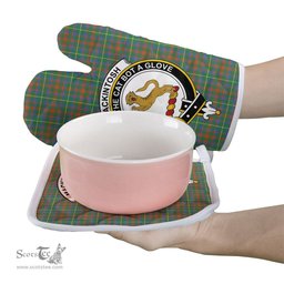Scottish MacKintosh Hunting Ancient Clan Crest Tartan Oven Mitt And Pot Holder Set (2 Oven Mitts + 1 Pot Holder)