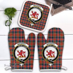 Scottish MacDuff Ancient Clan Crest Tartan Oven Mitt And Pot Holder Set (2 Oven Mitts + 1 Pot Holder)