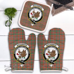 Scottish MacKinnon Ancient Clan Crest Tartan Oven Mitt And Pot Holder Set (2 Oven Mitts + 1 Pot Holder)