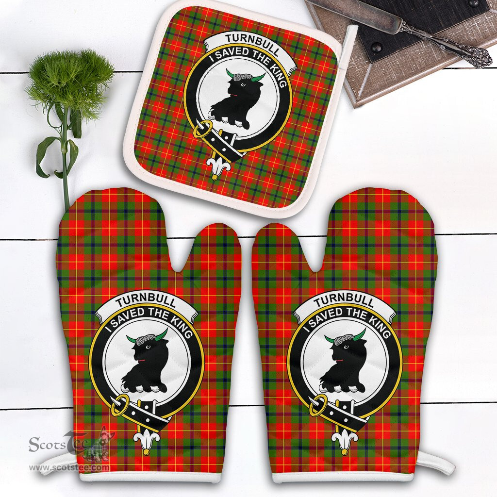 Scottish Turnbull Dress Clan Crest Tartan Oven Mitt And Pot Holder Set (2 Oven Mitts + 1 Pot Holder)