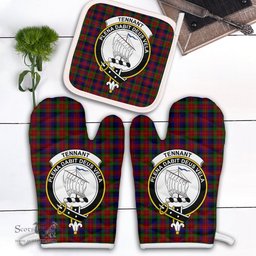 Scottish Tennant Clan Crest Tartan Oven Mitt And Pot Holder Set (2 Oven Mitts + 1 Pot Holder)