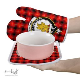 Scottish MacIver Modern Clan Crest Tartan Oven Mitt And Pot Holder Set (2 Oven Mitts + 1 Pot Holder)