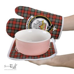 Scottish MacLachlan Weathered Clan Crest Tartan Oven Mitt And Pot Holder Set (2 Oven Mitts + 1 Pot Holder)