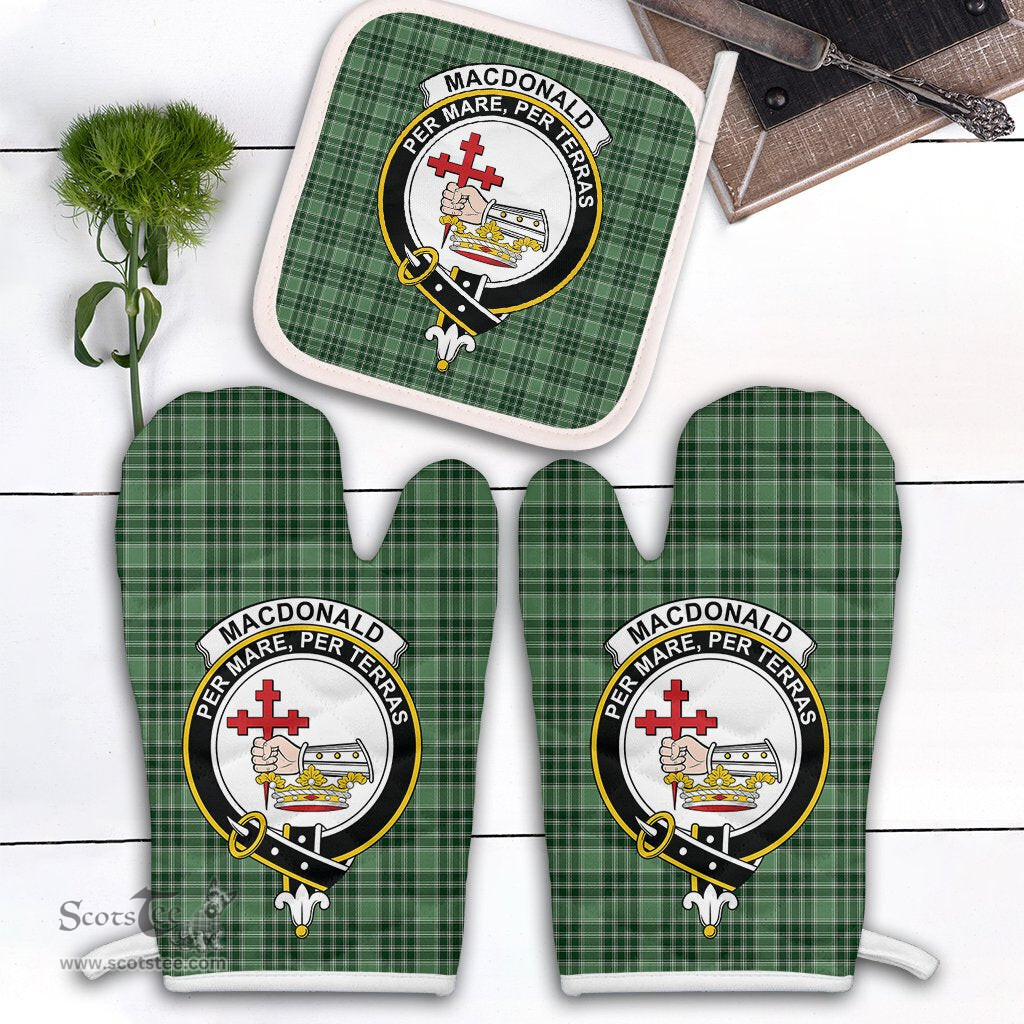 Scottish MacDonald Lord Of The Isles Hunting Clan Crest Tartan Oven Mitt And Pot Holder Set (2 Oven Mitts + 1 Pot Holder)