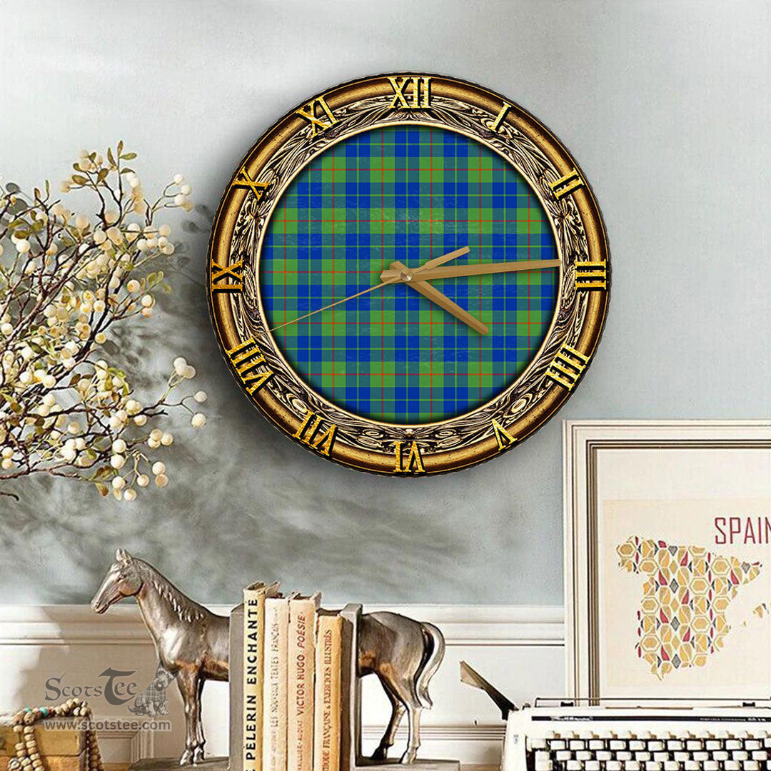 ScotsTee Shop Scottish Barclay Hunting Ancient Clan Tartan Wooden Wall Clock