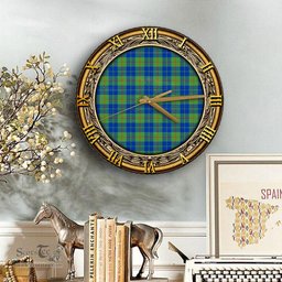 ScotsTee Shop Scottish Barclay Hunting Ancient Clan Tartan Wooden Wall Clock