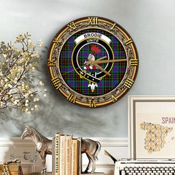 ScotsTee Shop Scottish Brodie Hunting Modern Clan Crest Tartan Wooden Wall Clock