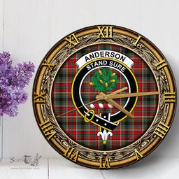 ScotsTee Shop Scottish Anderson of Arbrake Clan Crest Tartan Wooden Wall Clock