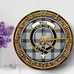 ScotsTee Shop Scottish Bell of the Borders Clan Crest Tartan Wooden Wall Clock