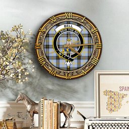 ScotsTee Shop Scottish Bell of the Borders Clan Crest Tartan Wooden Wall Clock