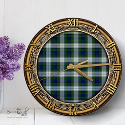 ScotsTee Shop Scottish Blackwatch Dress Modern Clan Tartan Wooden Wall Clock