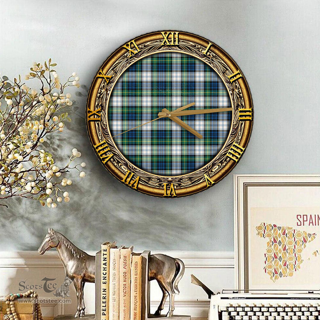 ScotsTee Shop Scottish Gordon Dress Ancient Clan Tartan Wooden Wall Clock
