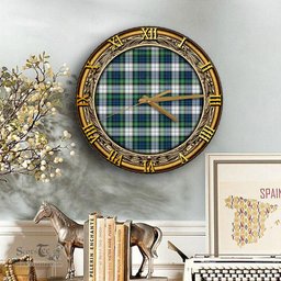 ScotsTee Shop Scottish Gordon Dress Ancient Clan Tartan Wooden Wall Clock