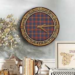 ScotsTee Shop Scottish Fraser Hunting Modern Clan Tartan Wooden Wall Clock