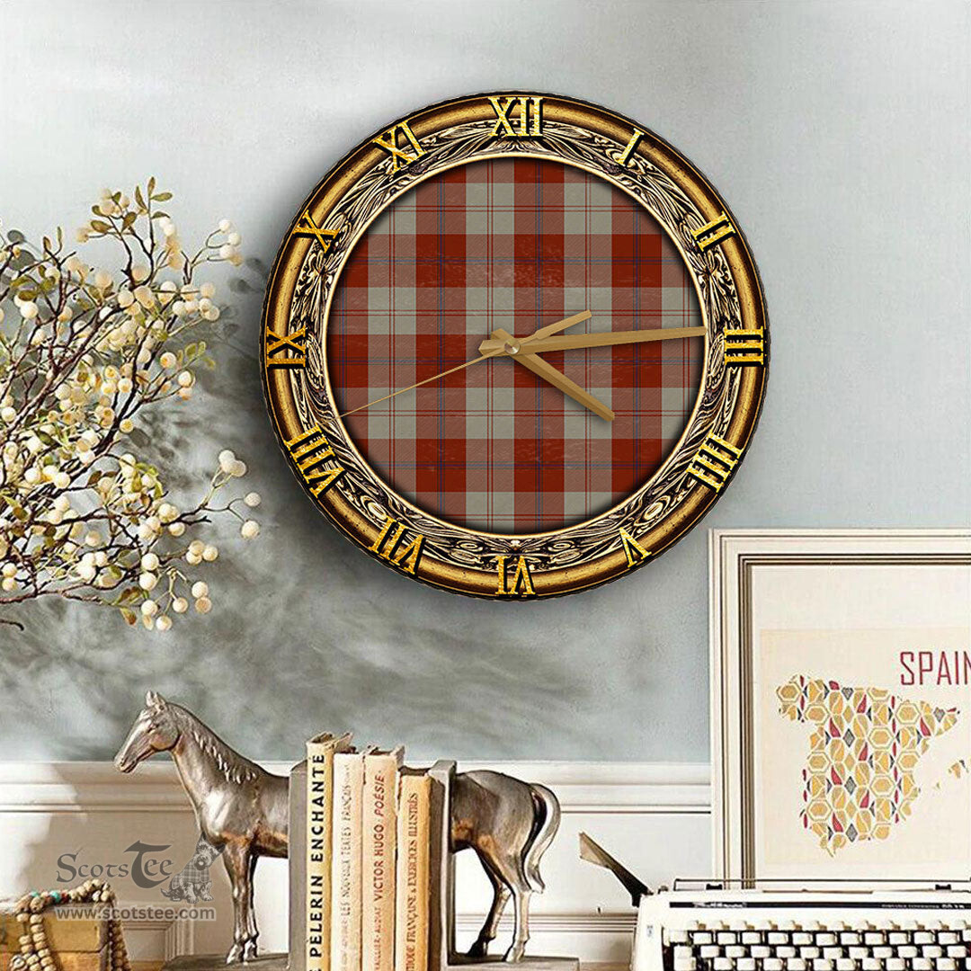 ScotsTee Shop Scottish Davidson Dress Dancers Clan Tartan Wooden Wall Clock