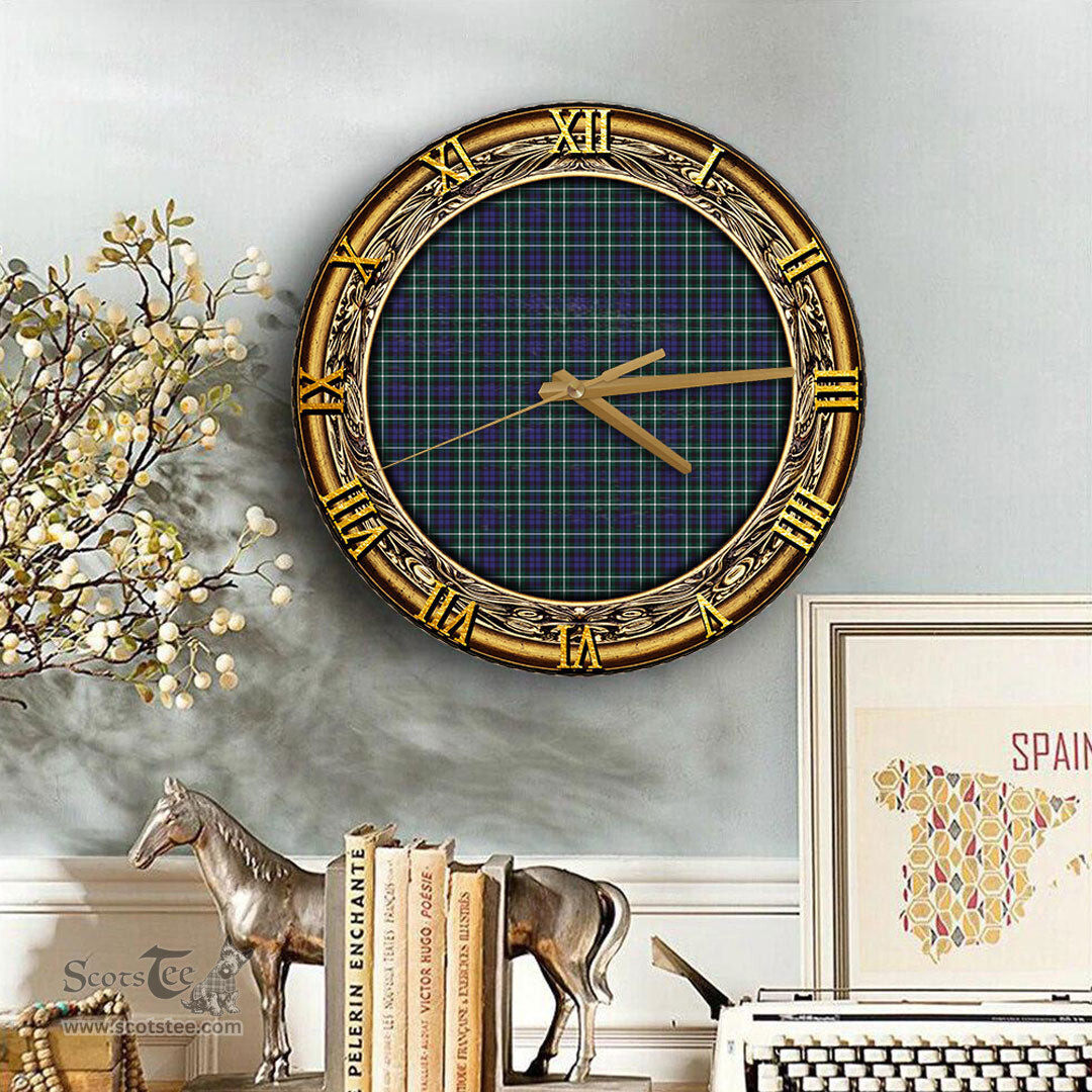 ScotsTee Shop Scottish Graham of Montrose Modern Clan Tartan Wooden Wall Clock