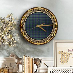 ScotsTee Shop Scottish Graham of Montrose Modern Clan Tartan Wooden Wall Clock