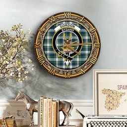 ScotsTee Shop Scottish Gordon Dress Ancient Clan Crest Tartan Wooden Wall Clock