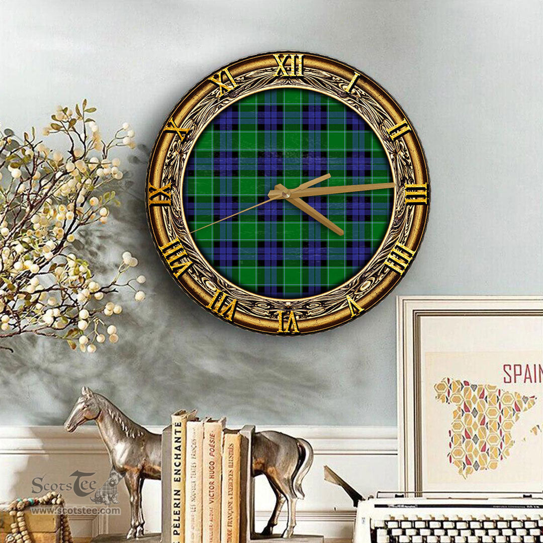 ScotsTee Shop Scottish Graham of Menteith Modern Clan Tartan Wooden Wall Clock