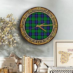 ScotsTee Shop Scottish Graham of Menteith Modern Clan Tartan Wooden Wall Clock