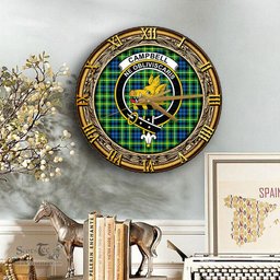 ScotsTee Shop Scottish Campbell of Breadalbane Ancient Clan Crest Tartan Wooden Wall Clock