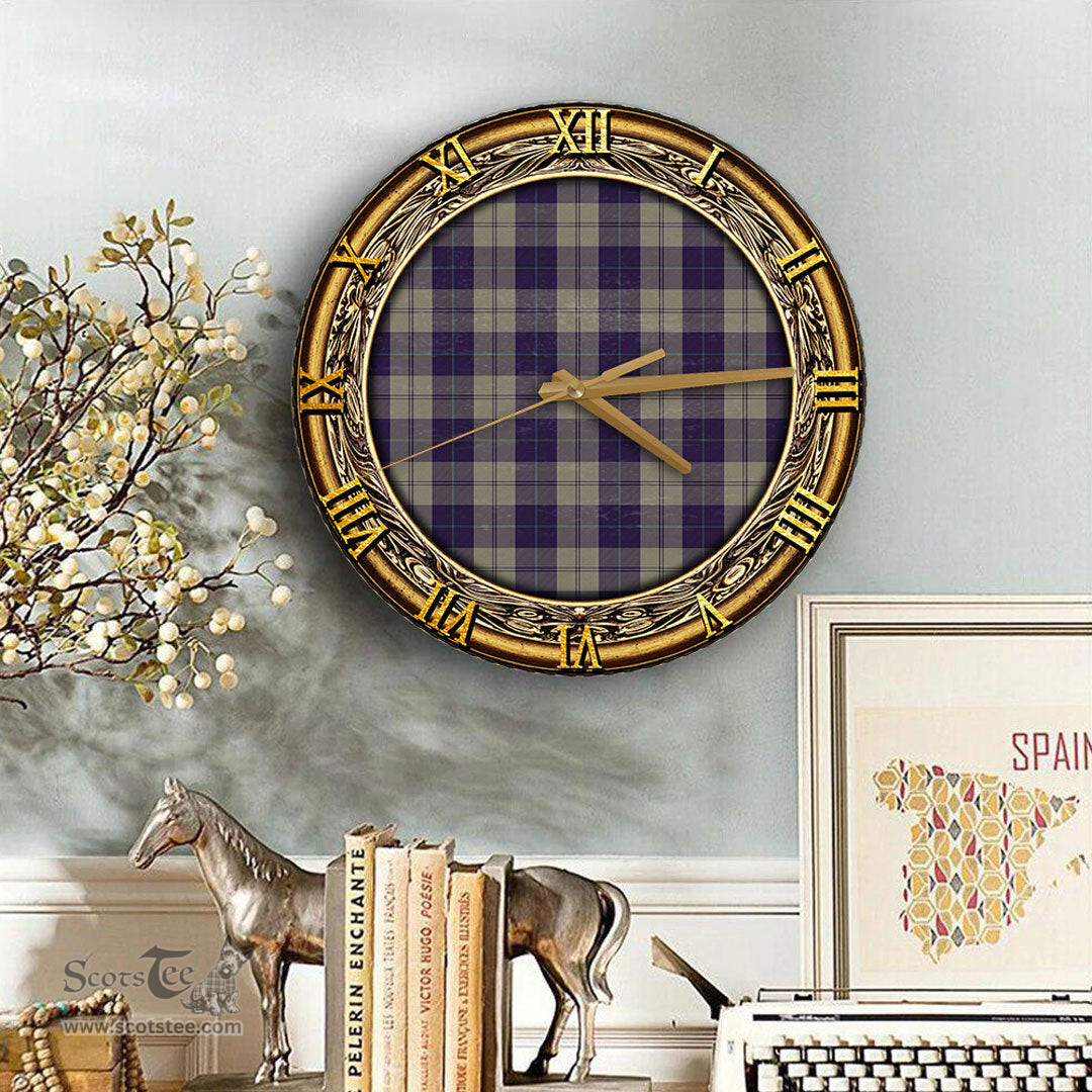 ScotsTee Shop Scottish Cunningham Dress Blue Dancers Clan Tartan Wooden Wall Clock