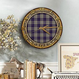 ScotsTee Shop Scottish Cunningham Dress Blue Dancers Clan Tartan Wooden Wall Clock