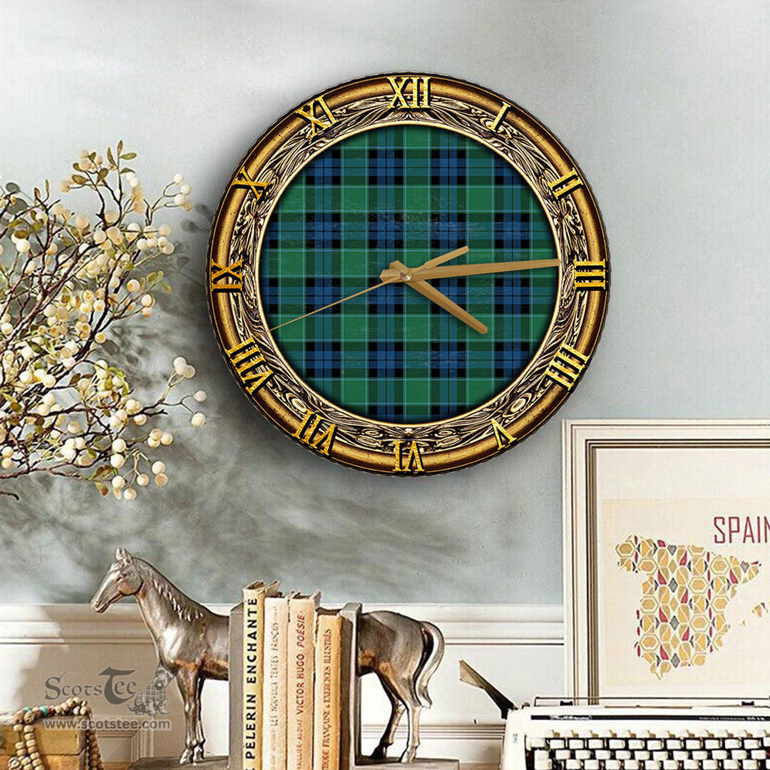 ScotsTee Shop Scottish Graham of Menteith Ancient Clan Tartan Wooden Wall Clock