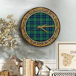 ScotsTee Shop Scottish Graham of Menteith Ancient Clan Tartan Wooden Wall Clock
