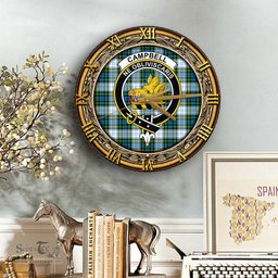 ScotsTee Shop Scottish Campbell Dress Clan Crest Tartan Wooden Wall Clock