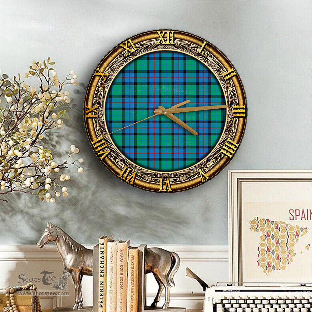 ScotsTee Shop Scottish Flower Of Scotland Clan Tartan Wooden Wall Clock