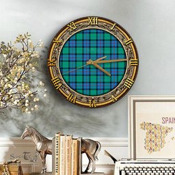 ScotsTee Shop Scottish Flower Of Scotland Clan Tartan Wooden Wall Clock