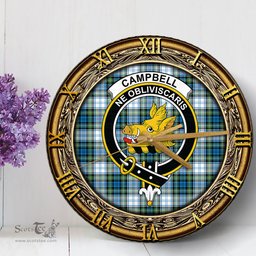 ScotsTee Shop Scottish Campbell Dress Ancient Clan Crest Tartan Wooden Wall Clock