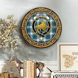 ScotsTee Shop Scottish Campbell Dress Ancient Clan Crest Tartan Wooden Wall Clock
