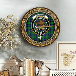 ScotsTee Shop Scottish Graham of Menteith Modern Clan Crest Tartan Wooden Wall Clock