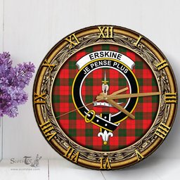 ScotsTee Shop Scottish Erskine Modern Clan Crest Tartan Wooden Wall Clock