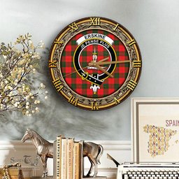 ScotsTee Shop Scottish Erskine Modern Clan Crest Tartan Wooden Wall Clock