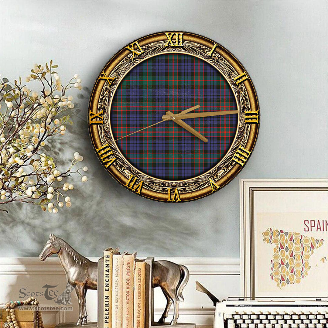 ScotsTee Shop Scottish Fletcher of Dunans Clan Tartan Wooden Wall Clock
